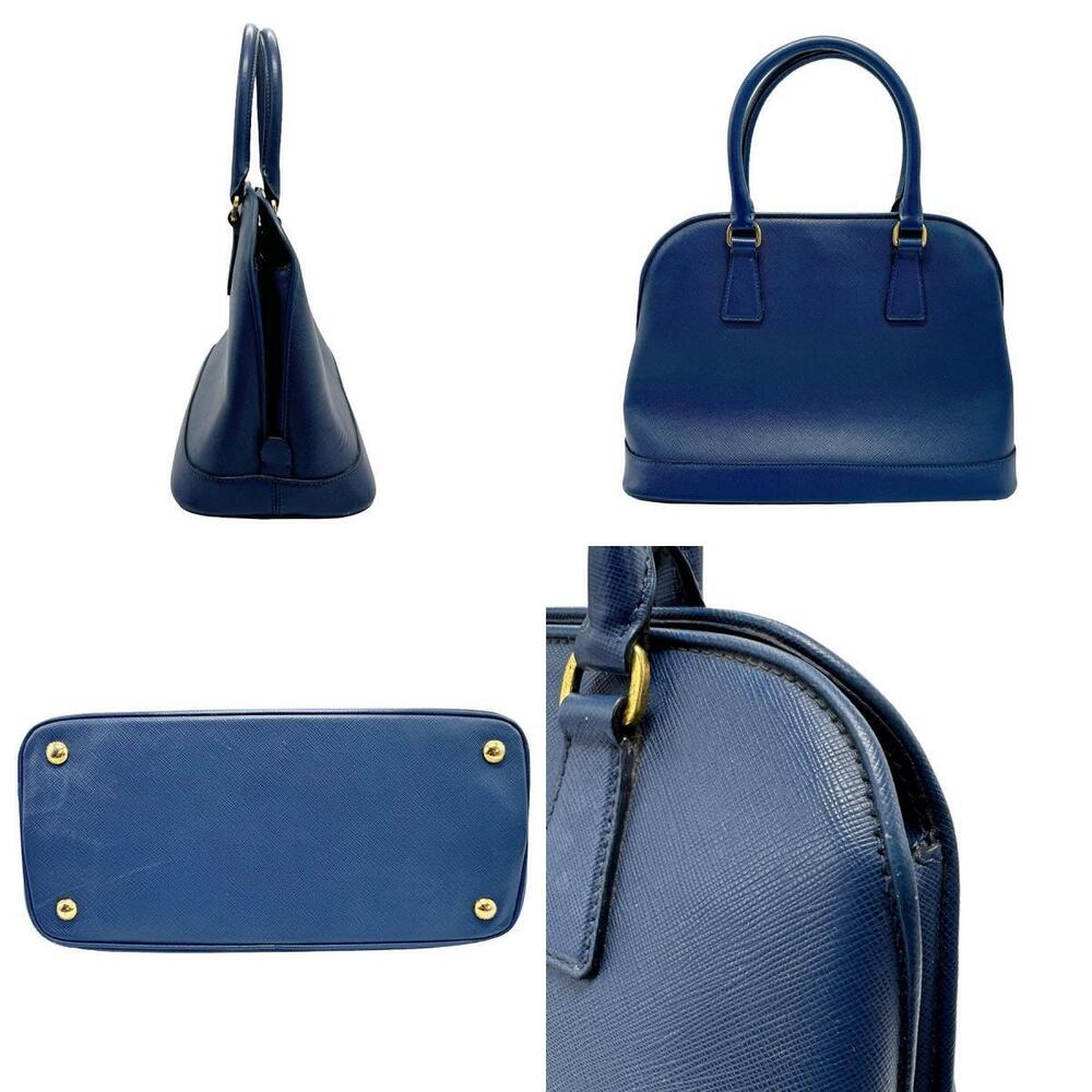 Prada gold Galleria Bag Blue Saffiano 2way leather Navy Shoulder Gold Blue
